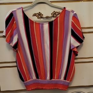Plus size striped tie-back top
